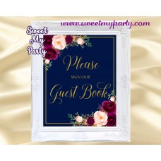 Burgundy Guest Book Sign,Navy Guest Book Sign,(84w) Burgundy Guest Book Sign,Navy Guest Book Sign,(84w)